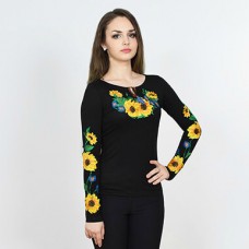 Embroidered t-shirt with long sleeves "Sunshine" on black